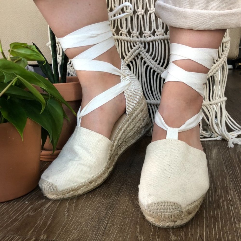 Handmade Wedge Lace-up Espadrilles